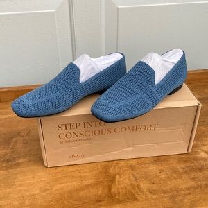Vivaia “Nina” Square-Toe Loafers in denim blue, size 6.5, brand new!